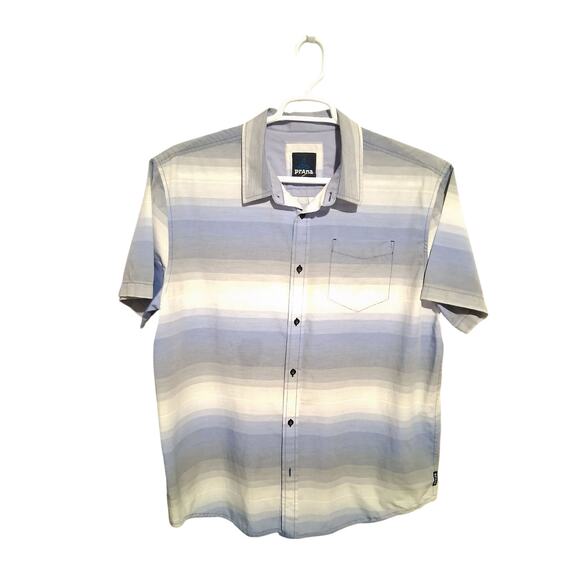 Prana Mens XL Tamrack Stripe Organic Cotton Grungecore Button up Stripe Shirt - Picture 1 of 9